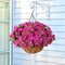 Artificial Hanging Flower Basket – Faux Petunias & Morning Glory for Outdoor Decor (Purple Red)